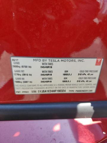 VIN 5YJSA1E24HF190324 2017 Tesla MODEL S no.12