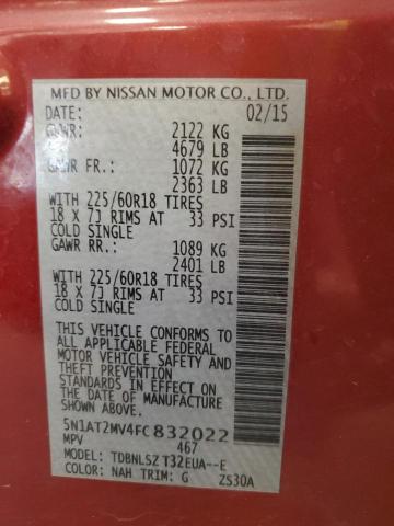 2015 Nissan Rogue S VIN: 5N1AT2MV4FC832022 Lot: 62912934