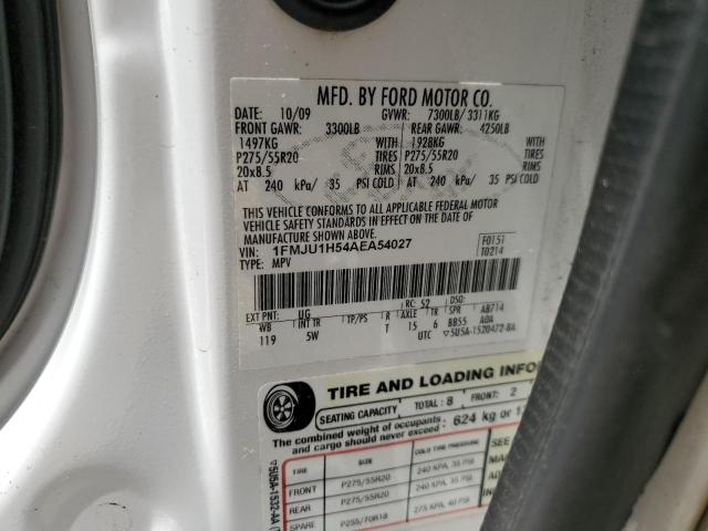 2010 Ford Expedition Eddie Bauer VIN: 1FMJU1H54AEA54027 Lot: 61961494