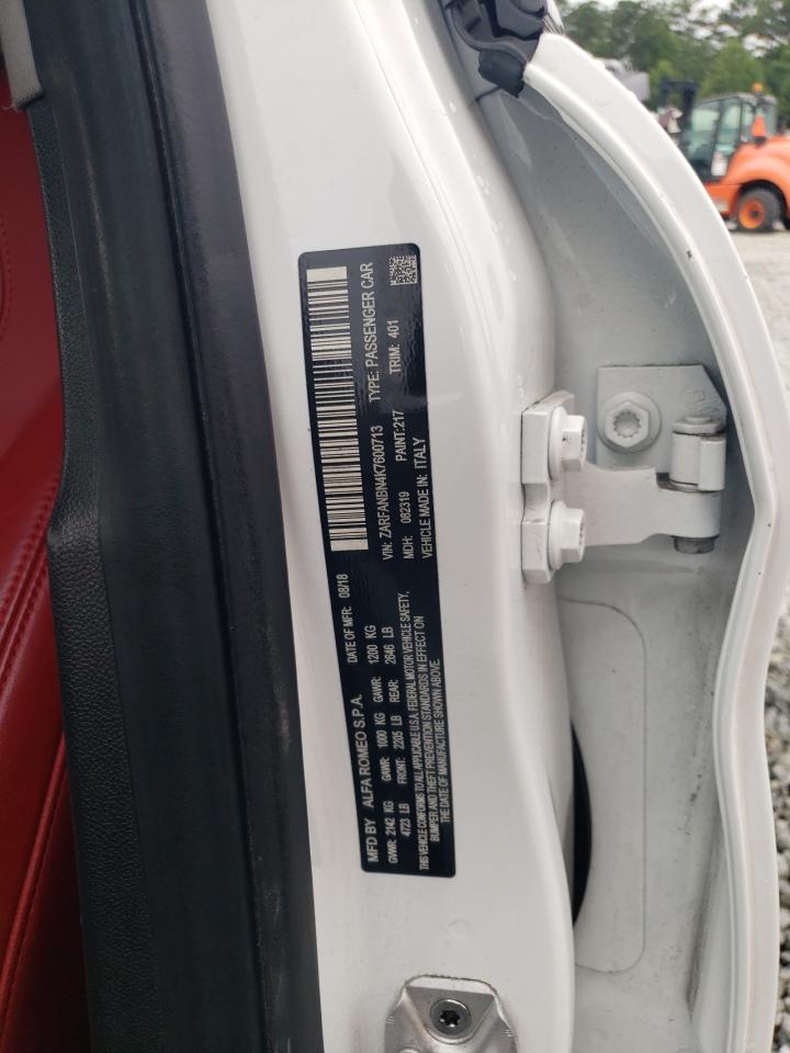 ZARFANBN4K7600713 2019 Alfa Romeo Giulia Ti