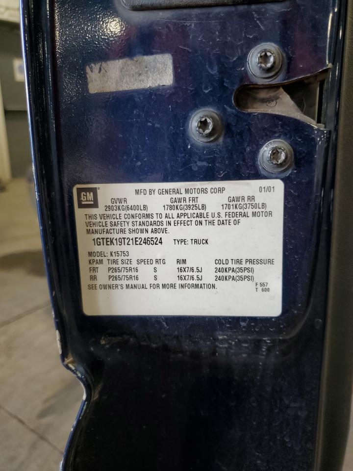 1GTEK19T21E246524 2001 GMC New Sierra K1500