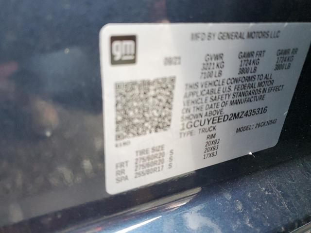 2021 CHEVROLET SILVERADO - 1GCUYEED2MZ435316