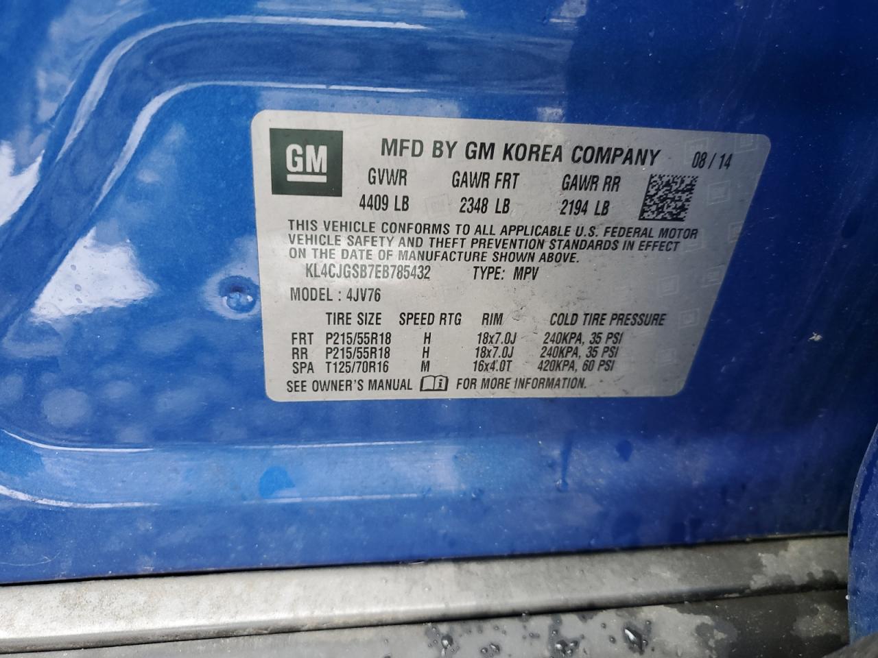 KL4CJGSB7EB785432 2014 Buick Encore