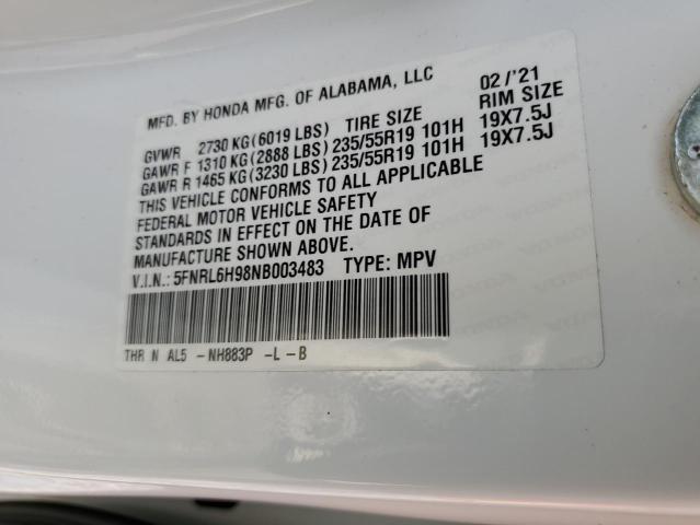 2022 HONDA ODYSSEY EL - 5FNRL6H98NB003483