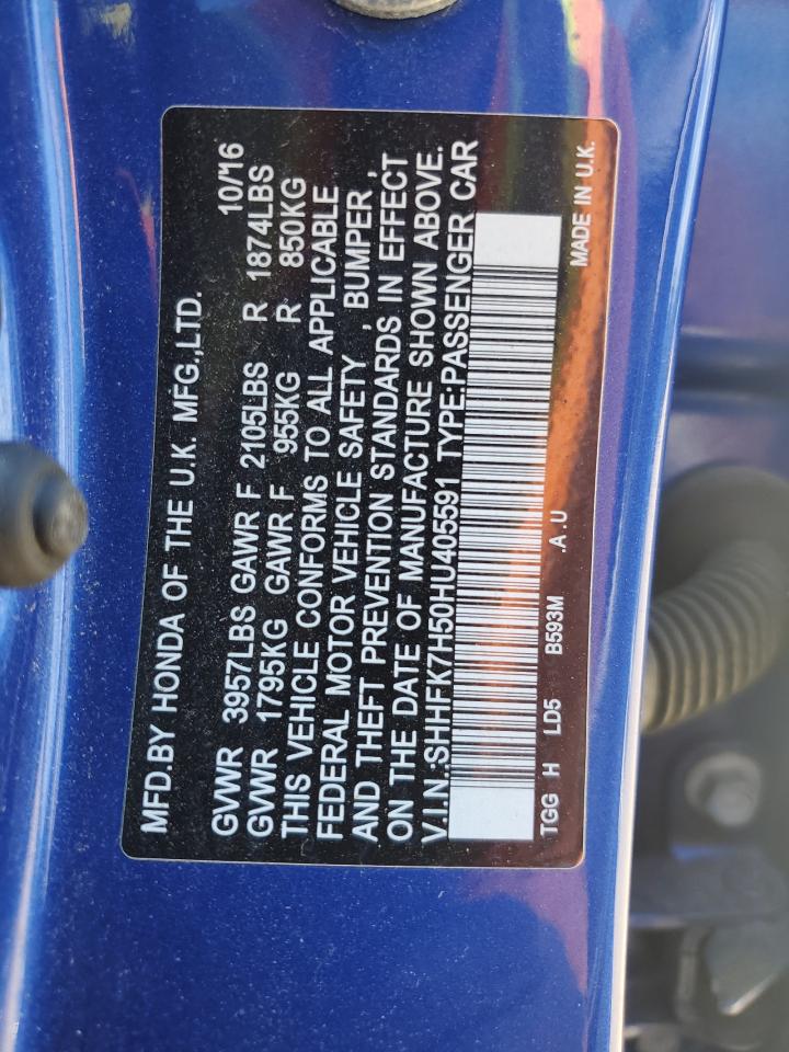 SHHFK7H50HU405591 HONDA CIVIC 2017