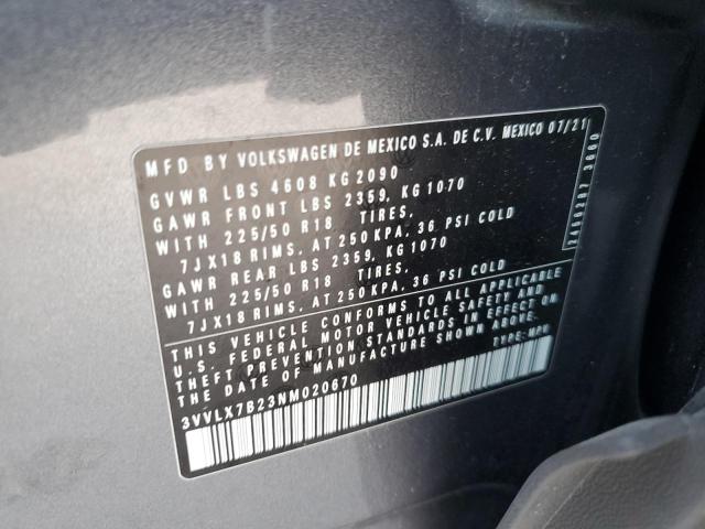 2022 VOLKSWAGEN TAOS SE IQ - 3VVLX7B23NM020670