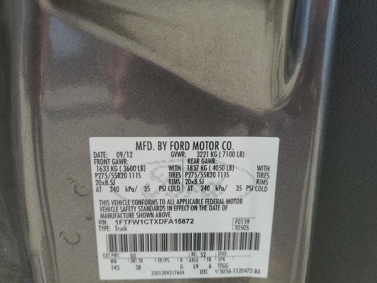 1FTFW1CTXDFA15872 2013 Ford F150 Supercrew