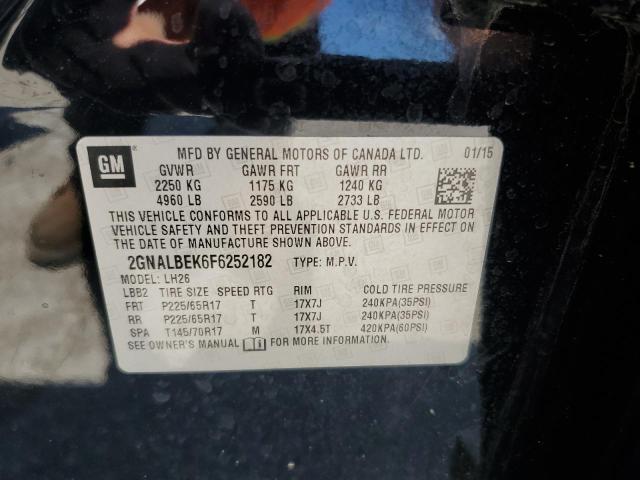 2015 Chevrolet Equinox Lt VIN: 2GNALBEK6F6252182 Lot: 56900404