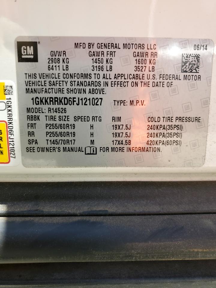 1GKKRRKD6FJ121027 2015 GMC Acadia Slt-1