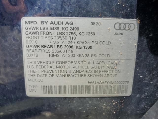 VIN WA1AAAFY4M2002276 2021 Audi Q5, Premium no.12