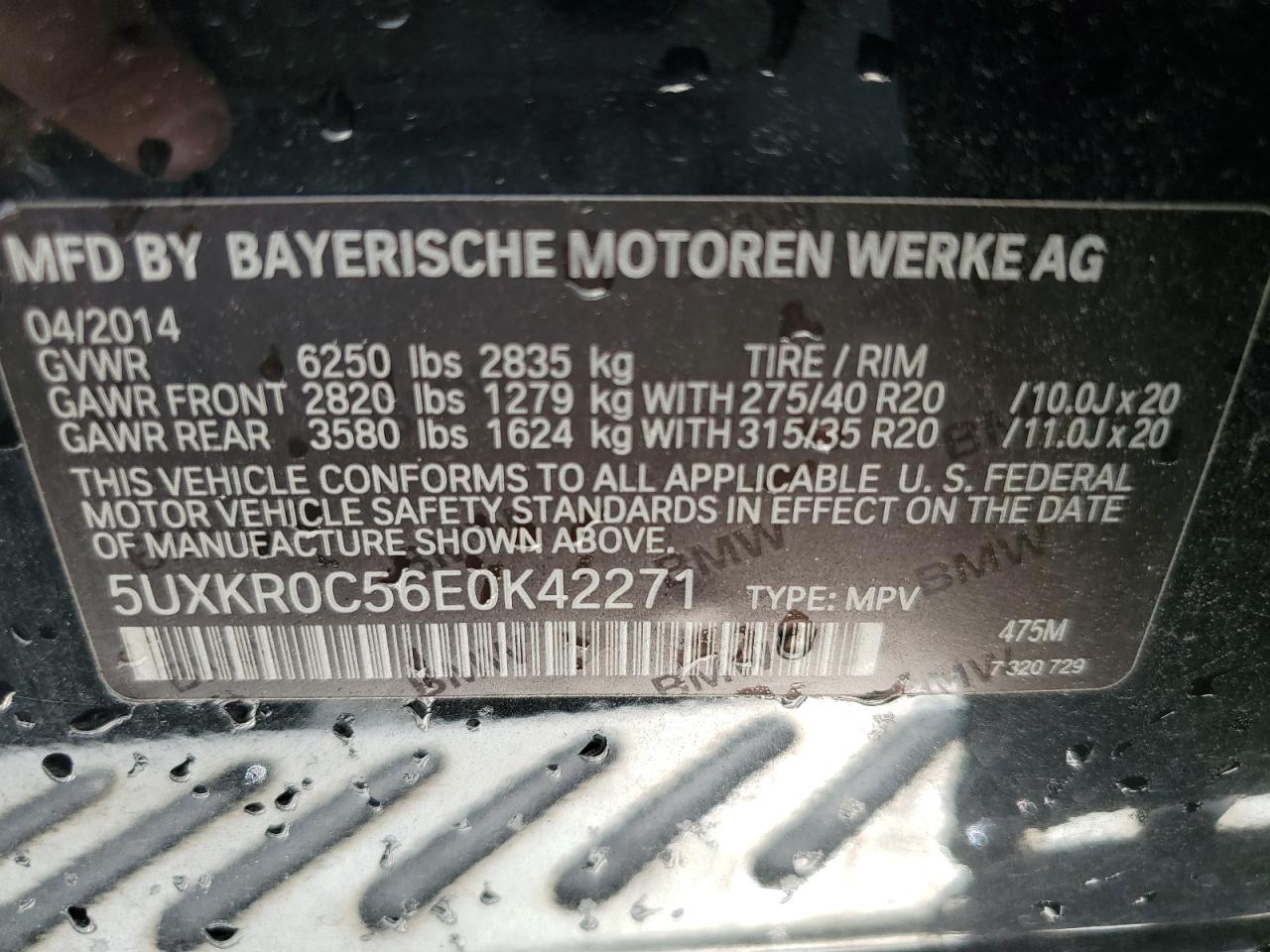 5UXKR0C56E0K42271 2014 BMW X5 xDrive35I