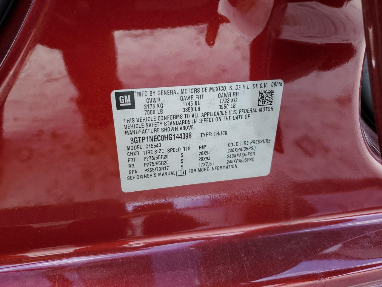 3GTP1NEC0HG144098 2017 GMC Sierra C1500 Slt