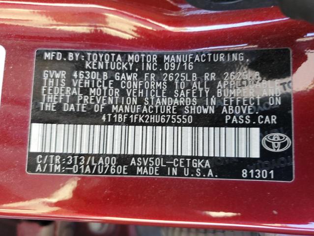 2017 TOYOTA CAMRY LE 4T1BF1FK2HU675550