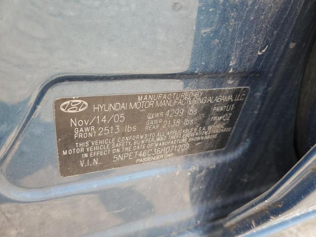 2006 Hyundai Sonata Gl VIN: 5NPET46C36H071209 Lot: 62906844