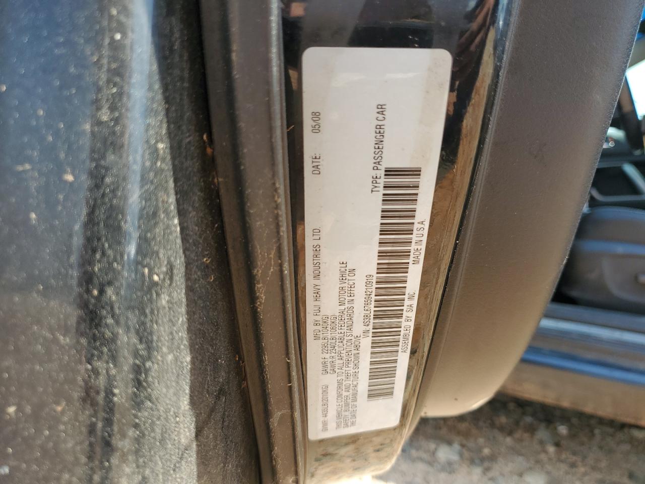 4S3BL676594210919 2009 Subaru Legacy 2.5 Gt