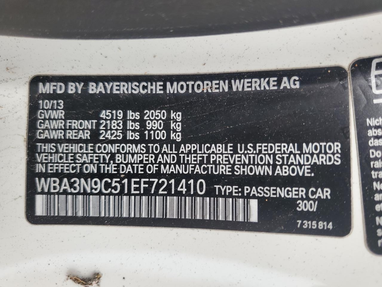 WBA3N9C51EF721410 2014 BMW 428 Xi