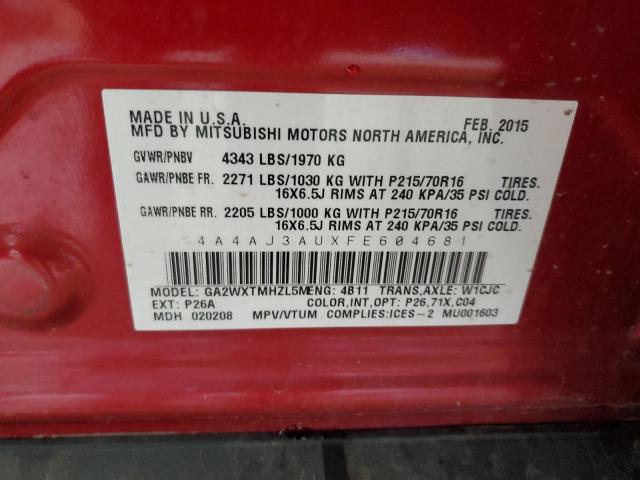 2015 MITSUBISHI RVR SE 4A4AJ3AUXFE604681