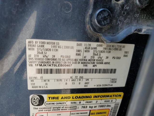 2020 Ford Expedition Max Limited VIN: 1FMJK1KT0LEB00467 Lot: 61566904