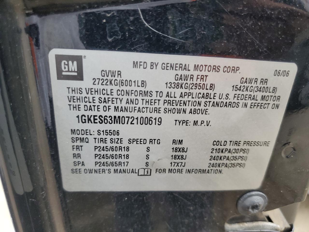 1GKES63M072100619 2007 GMC Envoy Denali