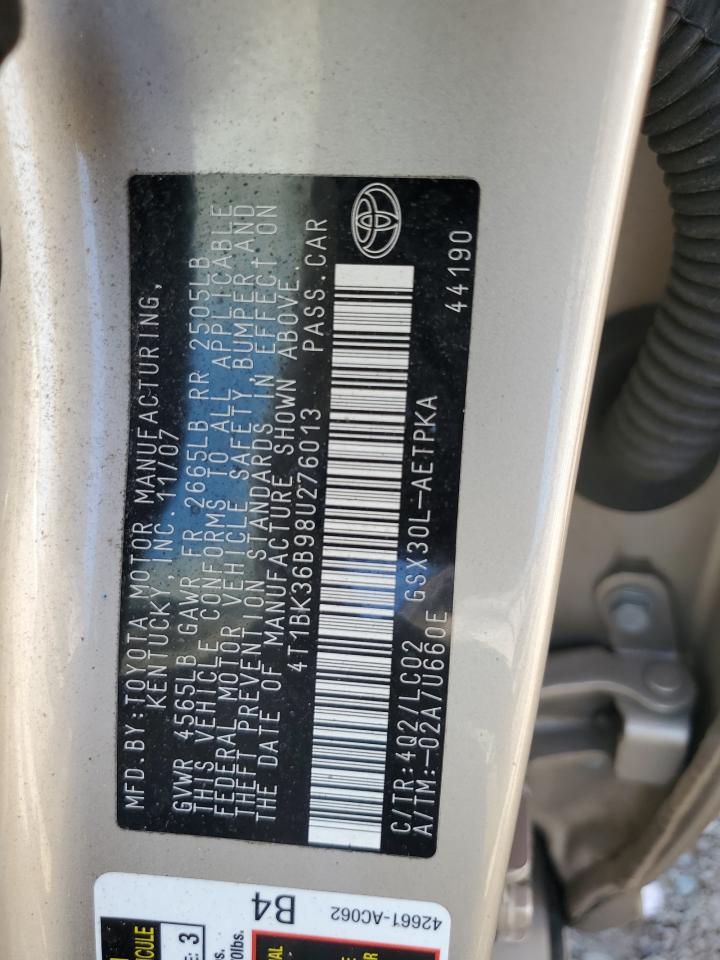 4T1BK36B98U276013 2008 Toyota Avalon Xl