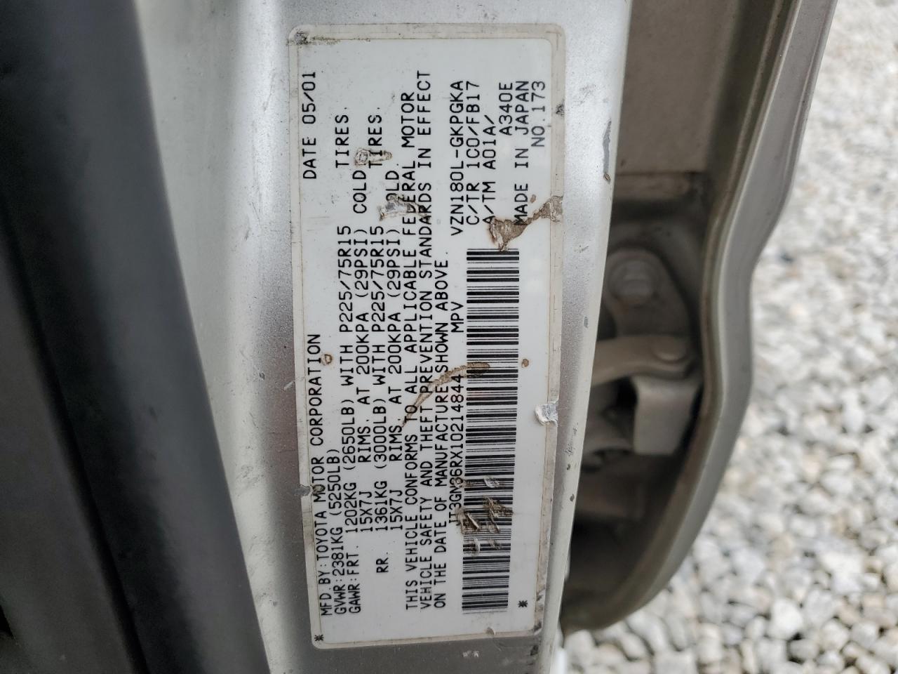 JT3GN86RX10214844 2001 Toyota 4Runner Sr5