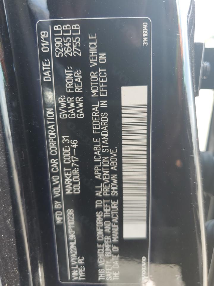 LVYA22ML9KP110238 2019 Volvo S90 T6 Inscription