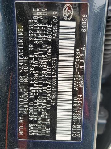 2017 TOYOTA CAMRY HYBR - 4T1BD1FK0HU213574