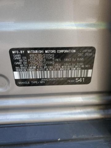 2019 Mitsubishi Outlander Se VIN: JA4AZ3A35KZ033511 Lot: 62287224