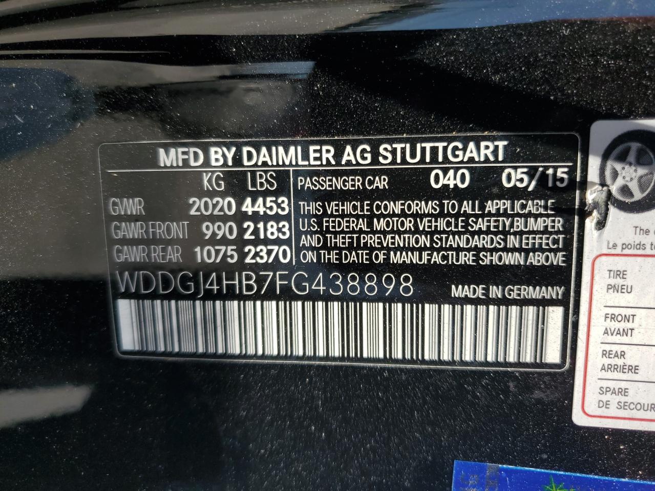 WDDGJ4HB7FG438898 2015 Mercedes-Benz C 250