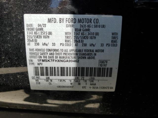 2022 FORD EXPLORER L 1FMSK7FHXNGA99462  64816524