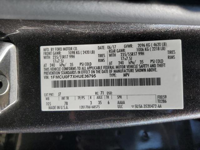 VIN 1FMCU0F7XHUE36795 2017 Ford Escape, S no.13