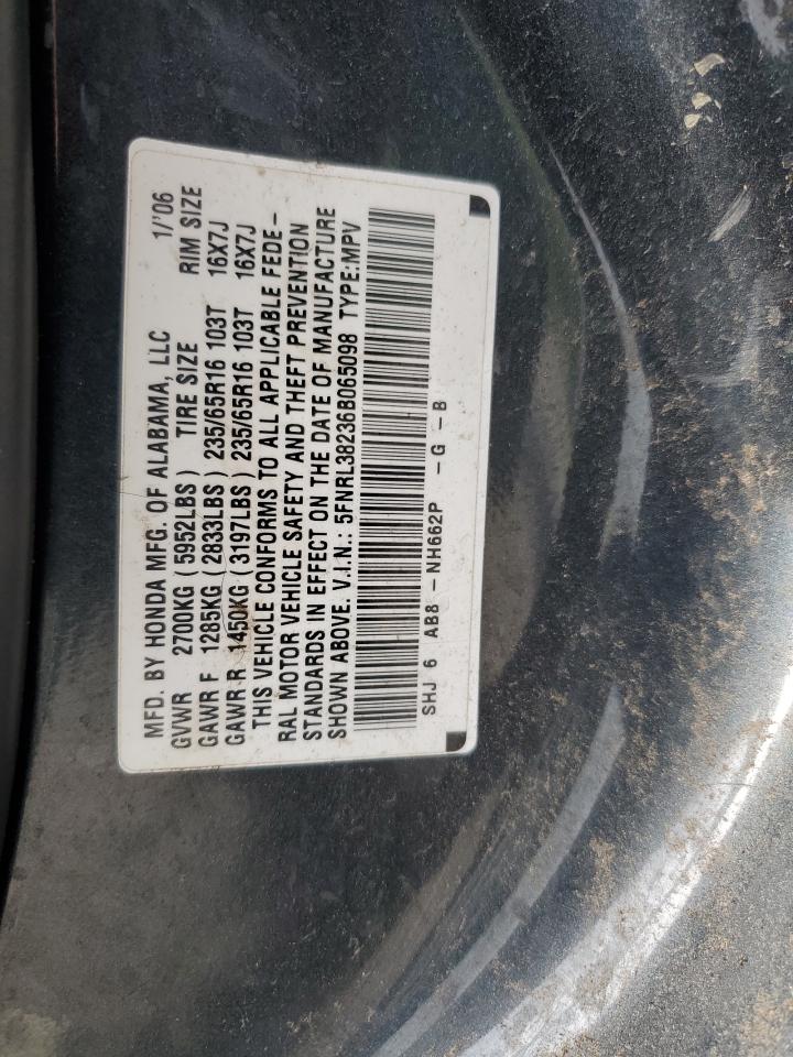 5FNRL38236B065098 2006 Honda Odyssey Lx