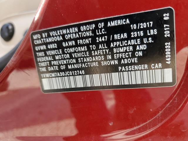 2018 VOLKSWAGEN PASSAT SEL - 1VWCM7A30JC012746