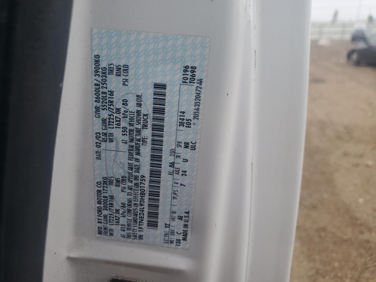 1FTNE24L93HB01759 2003 Ford Econoline E250 Van