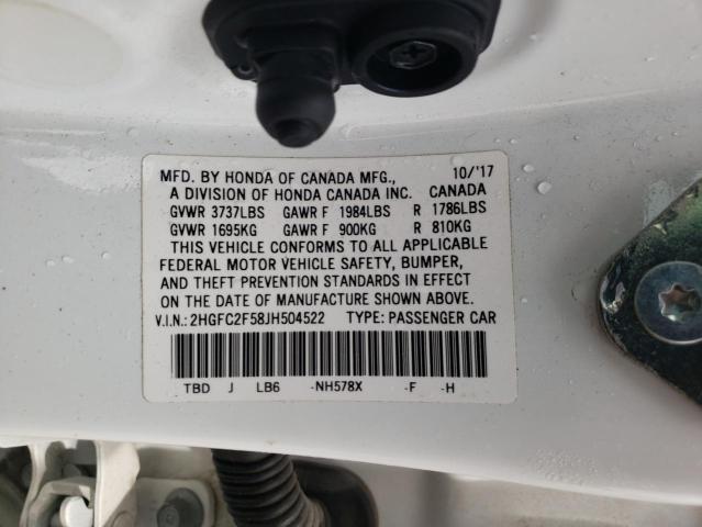 2018 HONDA CIVIC LX - 2HGFC2F58JH504522