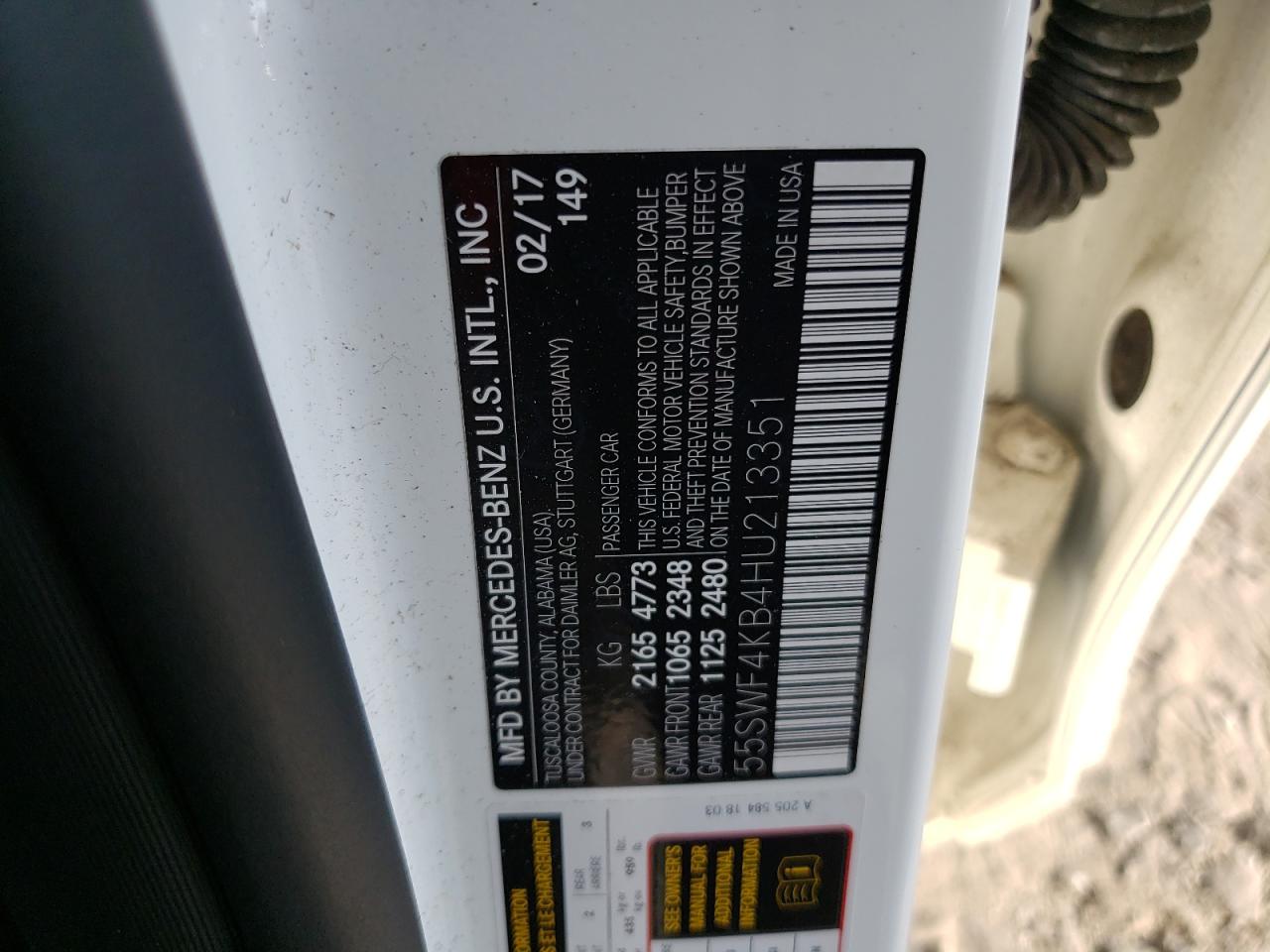 55SWF4KB4HU213351 2017 Mercedes-Benz C 300 4Matic