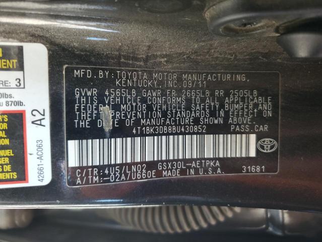 2011 Toyota Avalon Base VIN: 4T1BK3DB8BU430852 Lot: 62692174