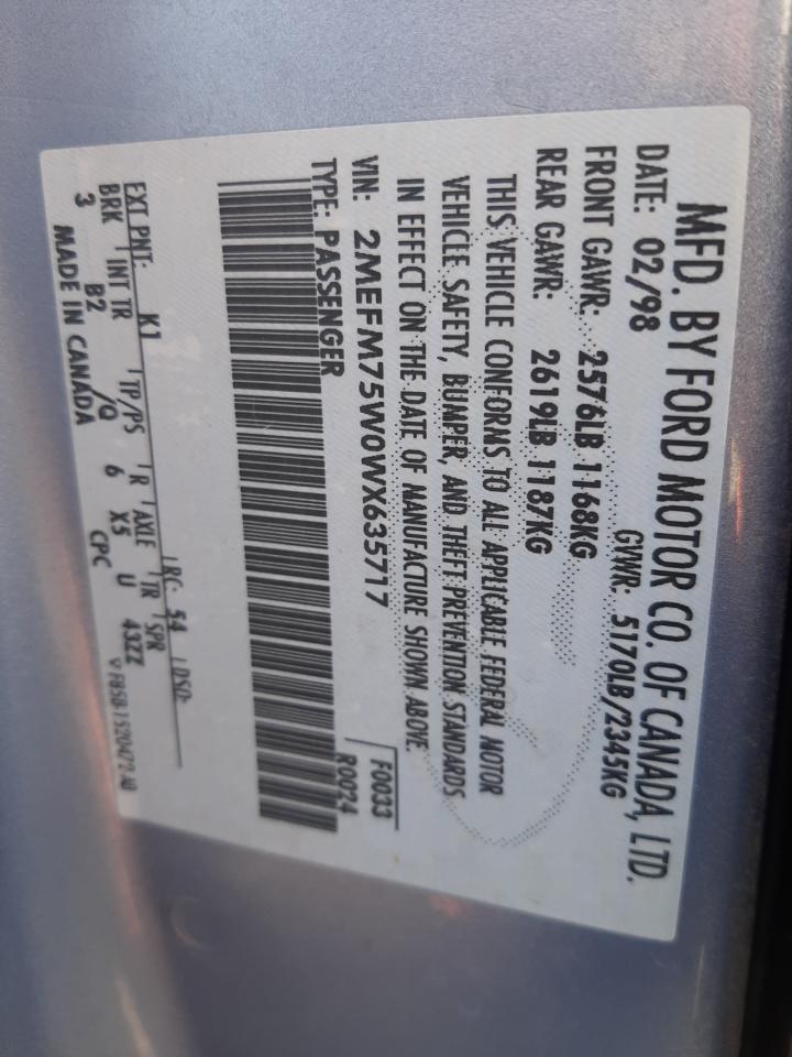 2MEFM75W0WX635717 1998 Mercury Grand Marquis Ls