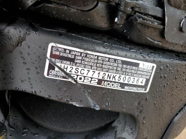 2022 HONDA CBR1000 RR JH2SC7712NK500364