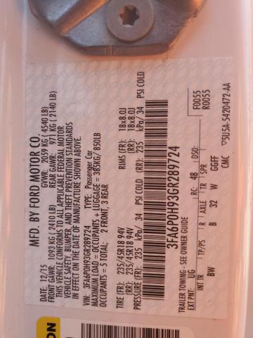 2016 FORD FUSION SE - 3FA6P0H93GR289724