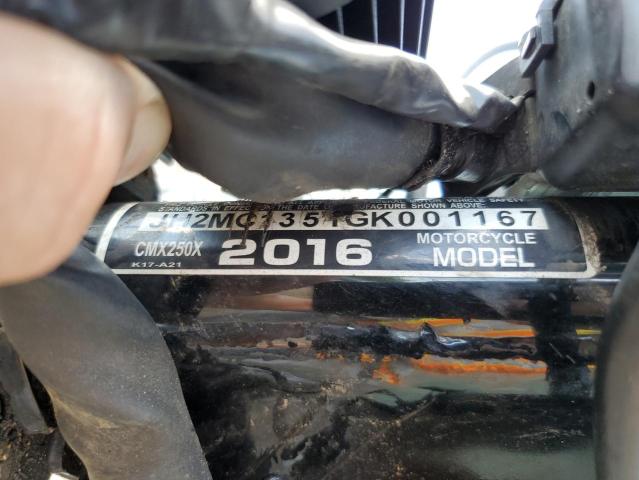 2016 HONDA CMX250 X JH2MC1351GK001167