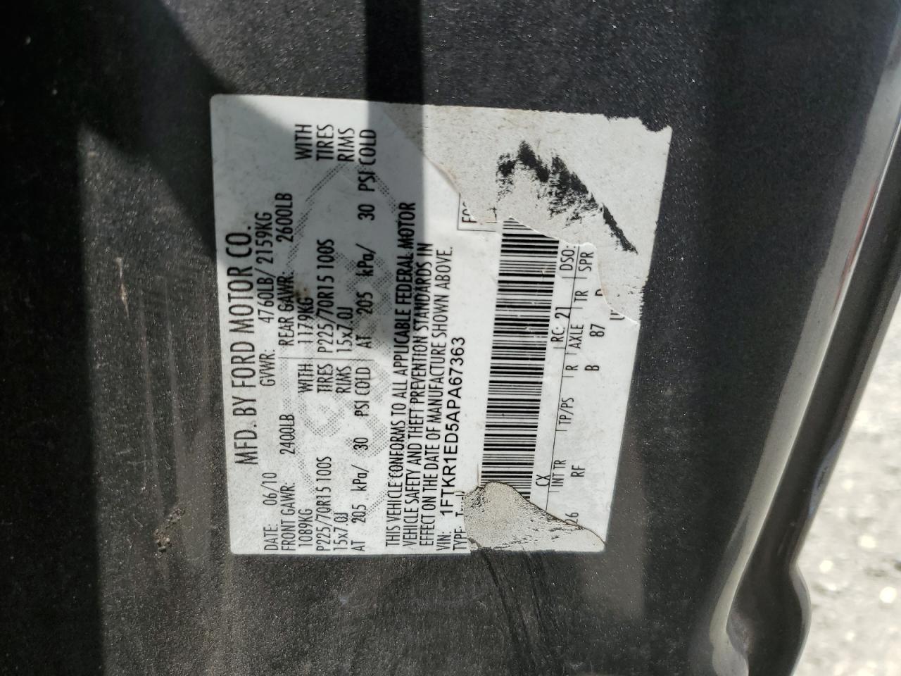 1FTKR1ED5APA67363 2010 Ford Ranger Super Cab