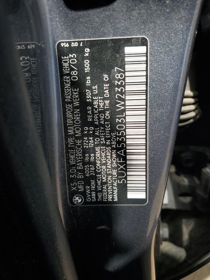 5UXFA53503LW23387 2003 BMW X5 3.0I