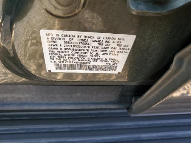 2006 Honda Pilot Ex VIN: 2HKYF187X6H506309 Lot: 62327934