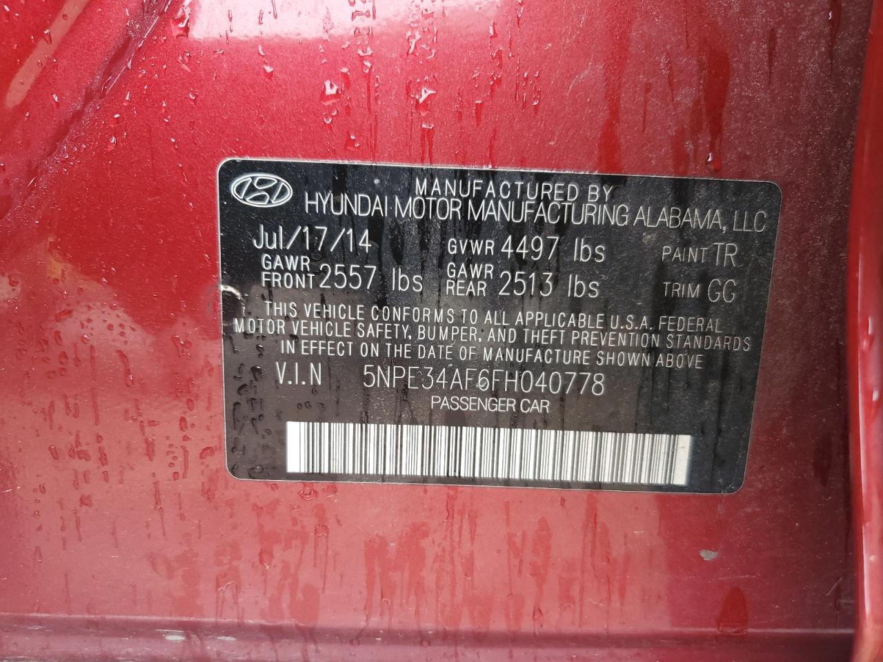 5NPE34AF6FH040778 2015 Hyundai Sonata Sport