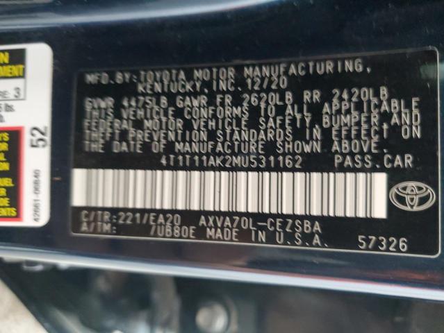 VIN 4T1T11AK2MU531162 2021 Toyota Camry, SE no.12