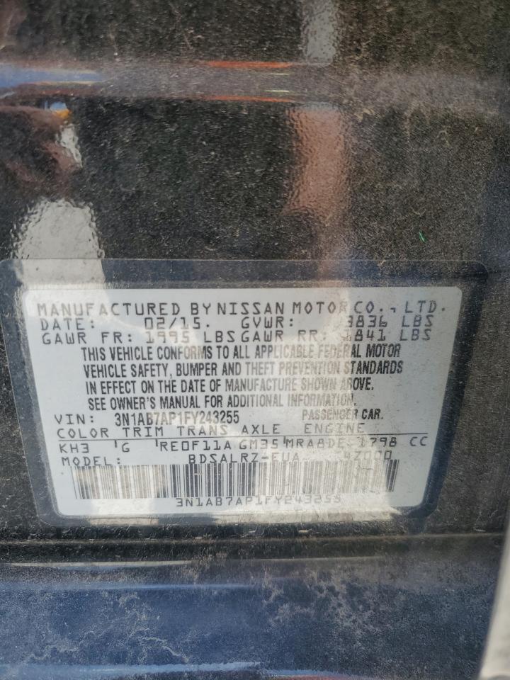 3N1AB7AP1FY243255 2015 Nissan Sentra S