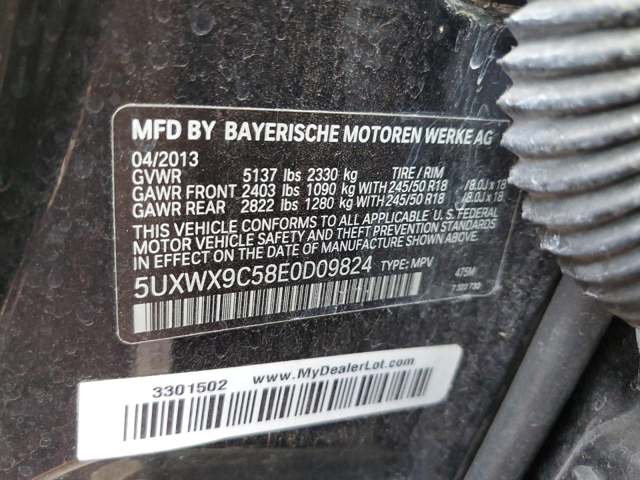 5UXWX9C58E0D09824 2014 BMW X3 xDrive28I