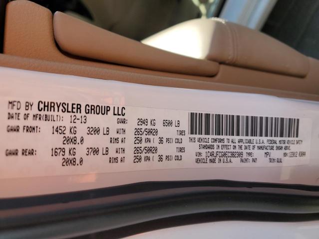 2014 Jeep Grand Cherokee Overland VIN: 1C4RJFCG0EC382309 Lot: 62506544