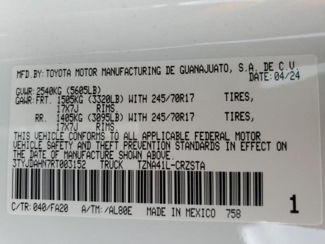 2024 TOYOTA TACOMA XTR 3TYJDAHN7RT003152